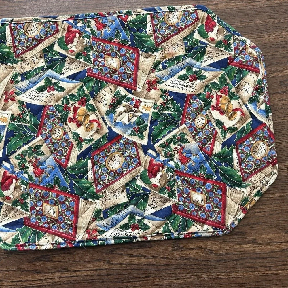 Vintage Handmade 80's-90's‎ Handmade Quilted Christmas Placemats, Set Of 4